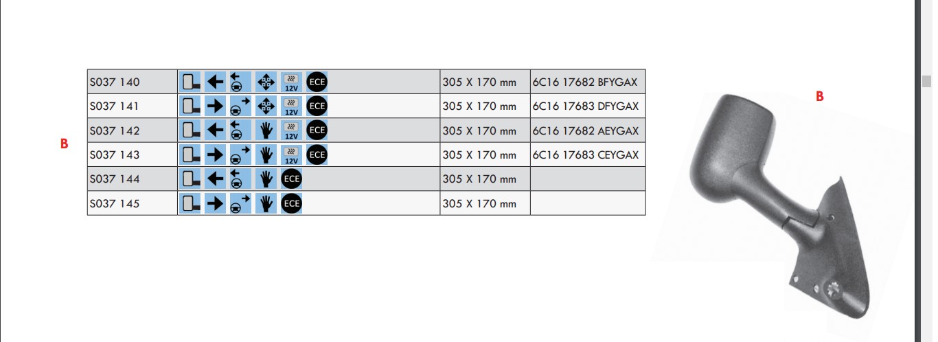 FORD TRANSIT V184 UZUN KOLLU AYNA SOL 12V FORD